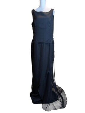 90s Vintage Vera Wang Black Floor Length Gown, Size 14